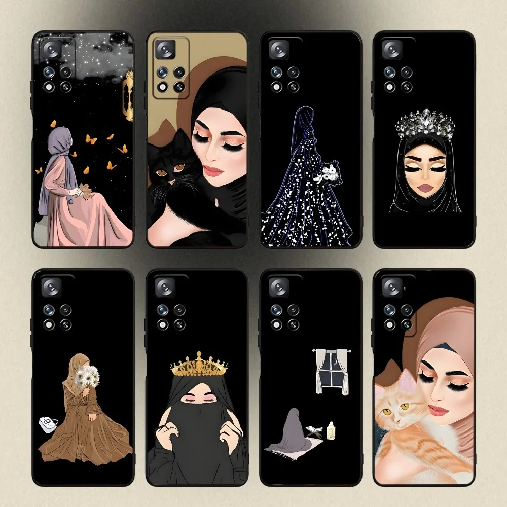 Muslim Arabic Hijab Girl Phone Case For Samsung Galaxy A20,A21s,A22,A31,A32,A52,A53,A72,73,A80,A91 Soft Black Cover