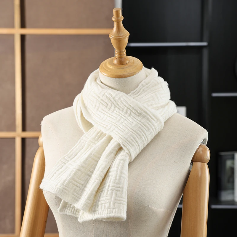 

Женский текстурированный вязаный шарф из 100% чистой шерсти, зимний теплый мягкий стильный универсальный легкий дышащий аксессуар для холодной погоды