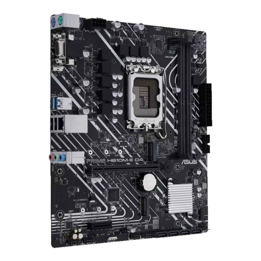 اللوحة الأم ASUS PRIME H610M-E D4 LGA1700 DDR4 PCIe 4.0، فتحات M.2 مزدوجة، بطاقة شبكة Realtek 1G اللوحة الأم M-ATX