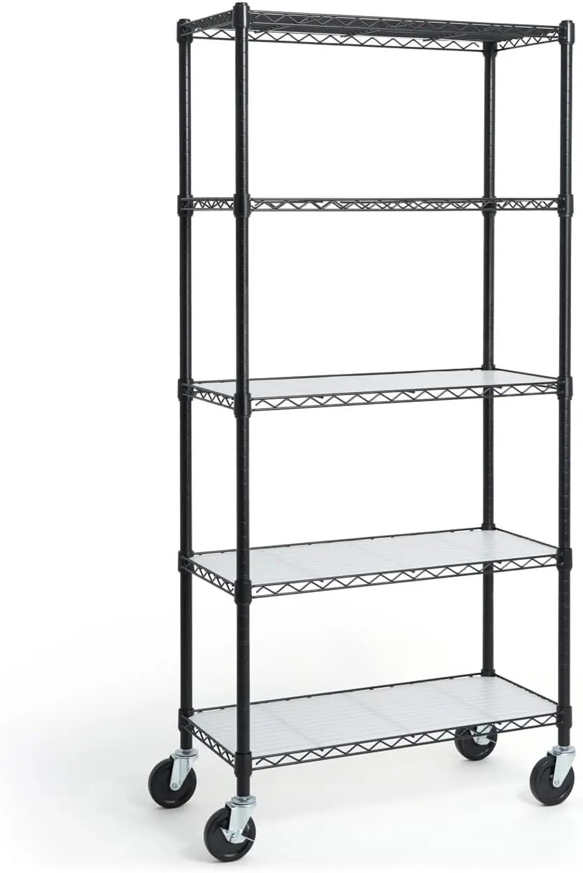 CAPHAUS NSF Heavy-Duty Wire Shelving, 5-Tier, with Wheels, Leveling Feet, Liners, 30