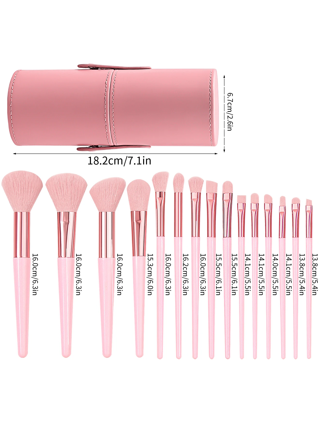 ชุดแปรงแต่งหน้าสีชมพู 15 ชิ้น รุ่นใหม่ ปี 2025 พร้อมถังเก็บ ขนแปรงนุ่ม สำหรับรองพื้น บลัชออน อายแชโดว์ ใช้ได้ทุกวันและพกพาสำหรับการเดินทาง