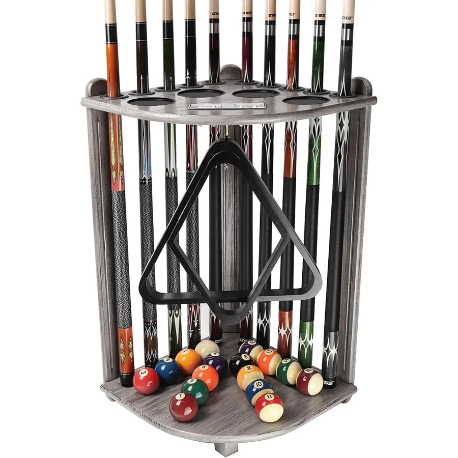 

Corner-Style Floor Stand Billiard Pool Cue Racks with Score Counters for Pool Cue Sticks and Ball Sets Durable Metal Constructi