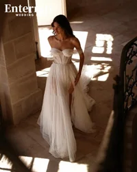 Vestidos De Novia personalizados Sweetheart para mujeres sin tirantes 2024 encantadores Vestidos De Novia De tul simples con abertura lateral Vestidos De Novia