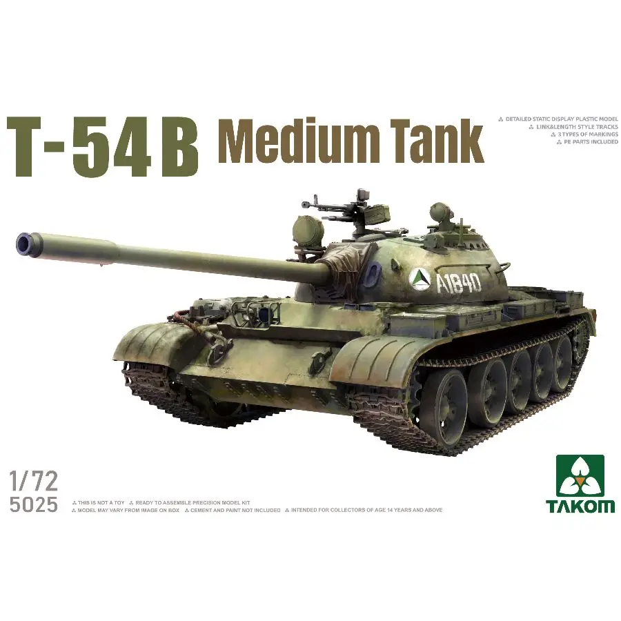 TAKOM 5025 1/72 T-54B Medium Tank Precision Assembly Plastic Model Kit