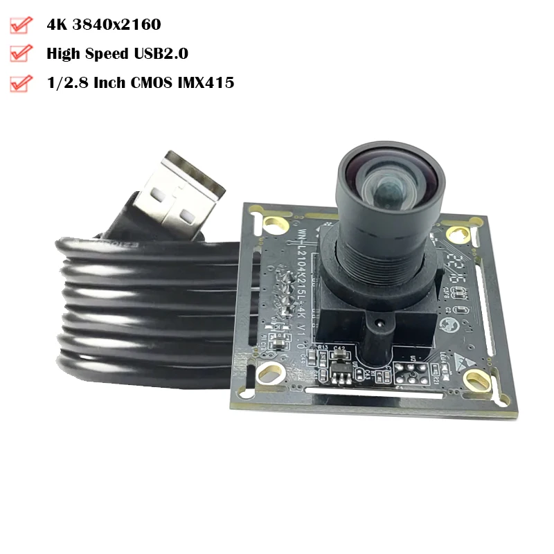 

3840x2160 4K HD IMX415 USB Camera Module 100°/120° With Digital Mic 30FPS UVC OTG Plug and Play For Face Recognition