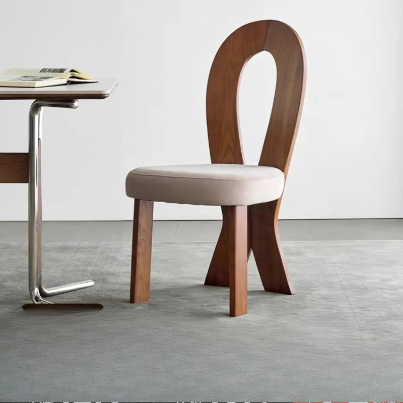 

Medieval ash wood dining chair, home French retro