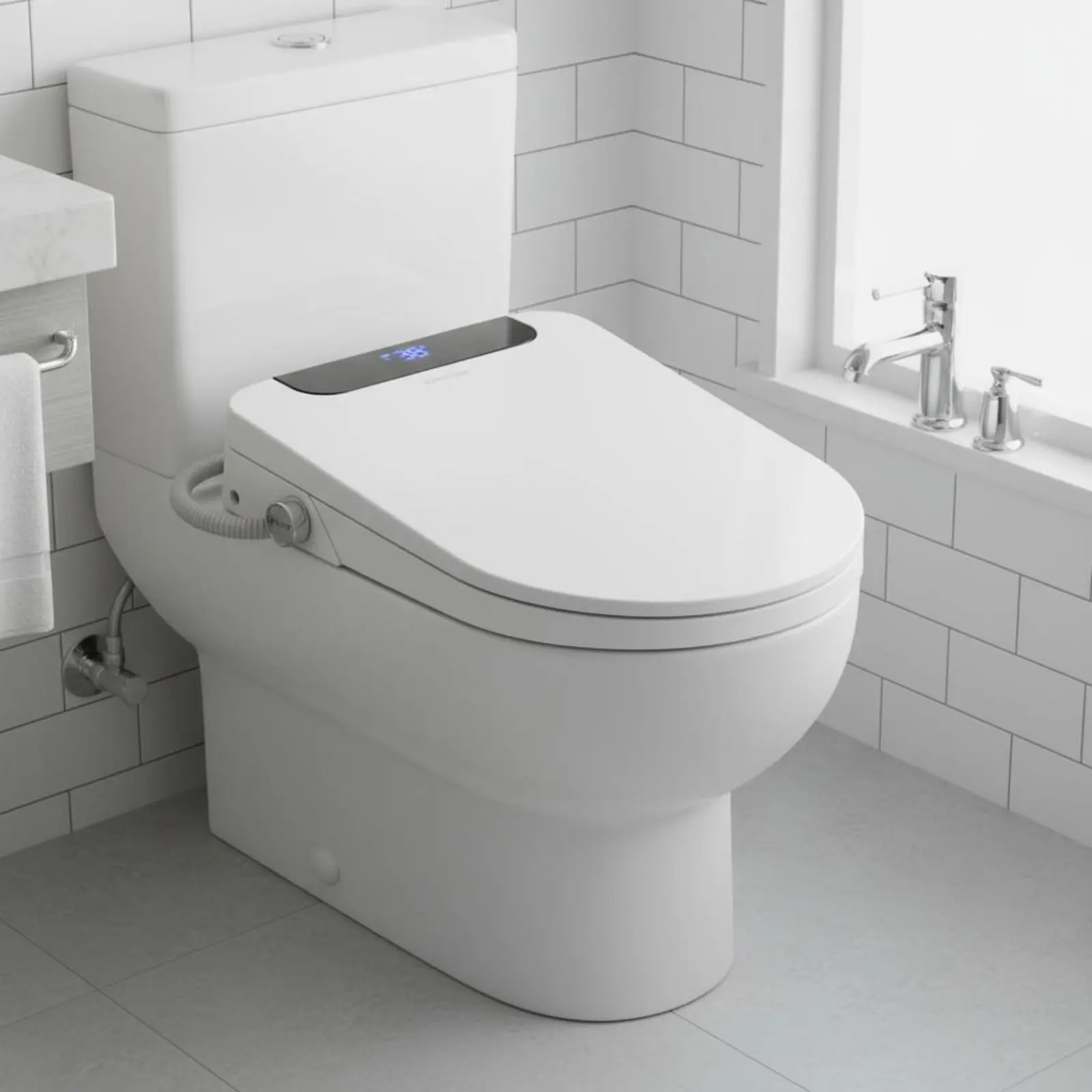 Smart Toilet Seat Bidet Warm Air Dryer Electric Bidet Toilet Seat Temperature Control Touchless Hygiene