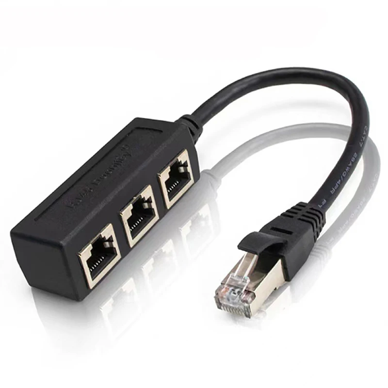 Rj45 Ethernet Kabel Splitter Netwerk Adapter,Ethernet Splitter 1 Tot 3 Kabel Geschikt Super Lan Ethernet Connector Adapter Cat 6