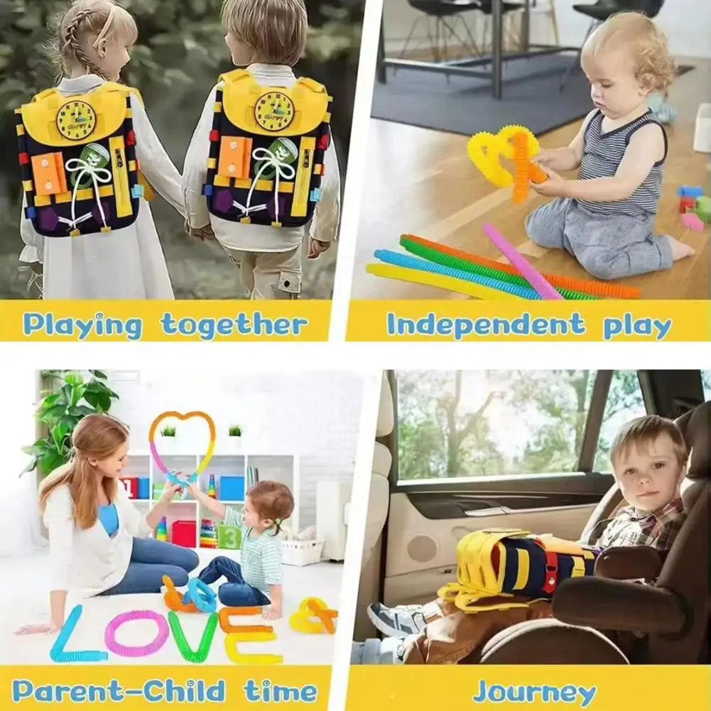 Mochila de juguete de fieltro para niños pequeños, mochila de fieltro para niños pequeños, actividades de aprendizaje divertidas para el desarrollo del cerebro, habilidades de vida para mayor durabilidad