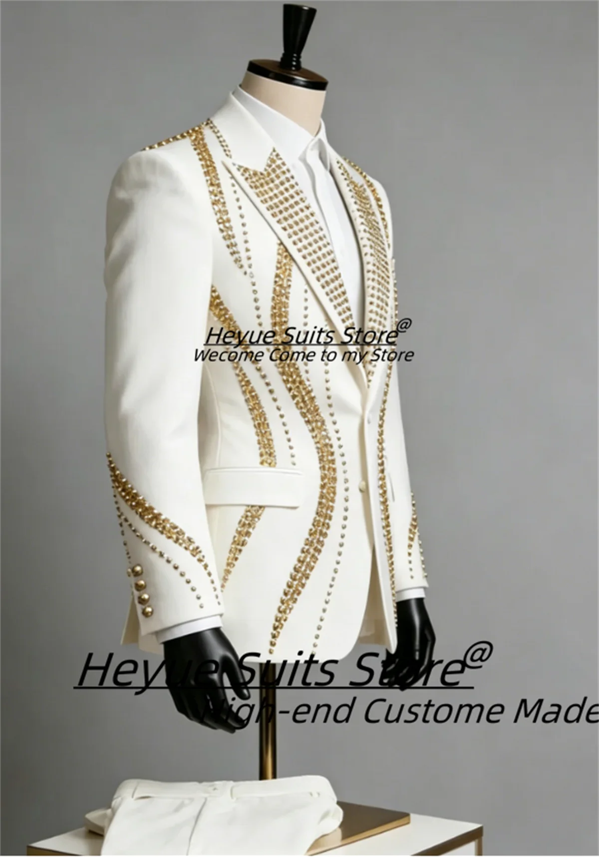 Advanced Luxury Diamond Slim Men Suits Peak Lapel Customized Slim Fit Groom Party Tuxedos Male Prom Blazers3Pcs Sets Ropa Hombre