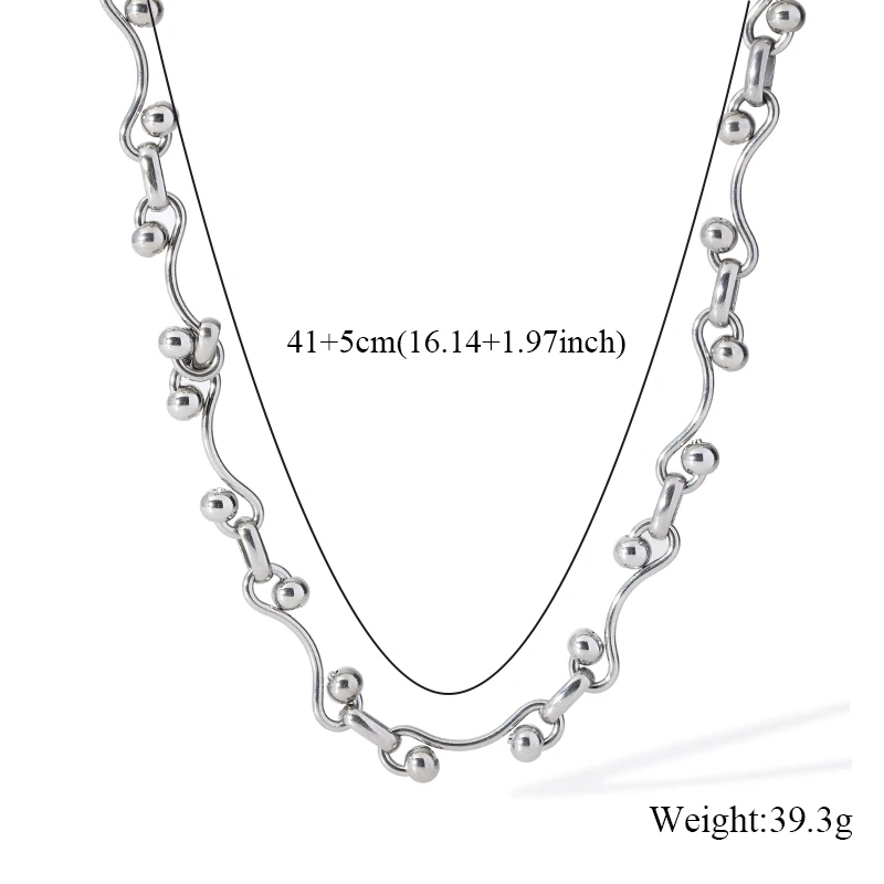 GANPUP 316l Edelstahl-Metallperlen-Kette, Choker-Halskette für Damen, trendige Textur, wasserdicht, Halskette, Schmuck, Geschenk – Detail 8