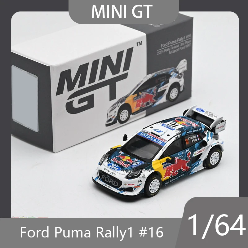 

MINI GT 1:64 Ford Puma Rally1 # 16 WRT 2024 alloy die-casting car model desktop decoration