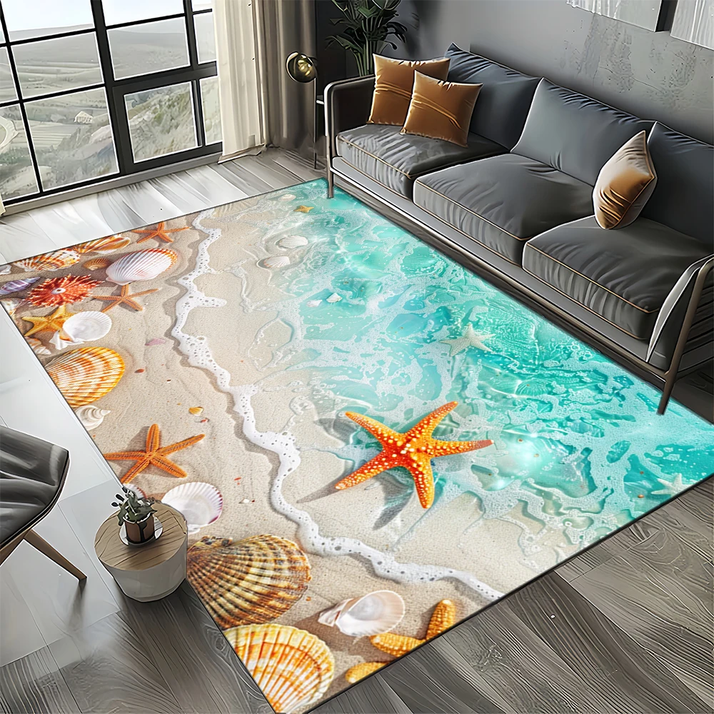 29 Style Starfish Beach Shell Sea Star Sand Carpet Rug for Living Room Bedroom Home Sofa Decoration,Kids Play Non-slip Floor Mat