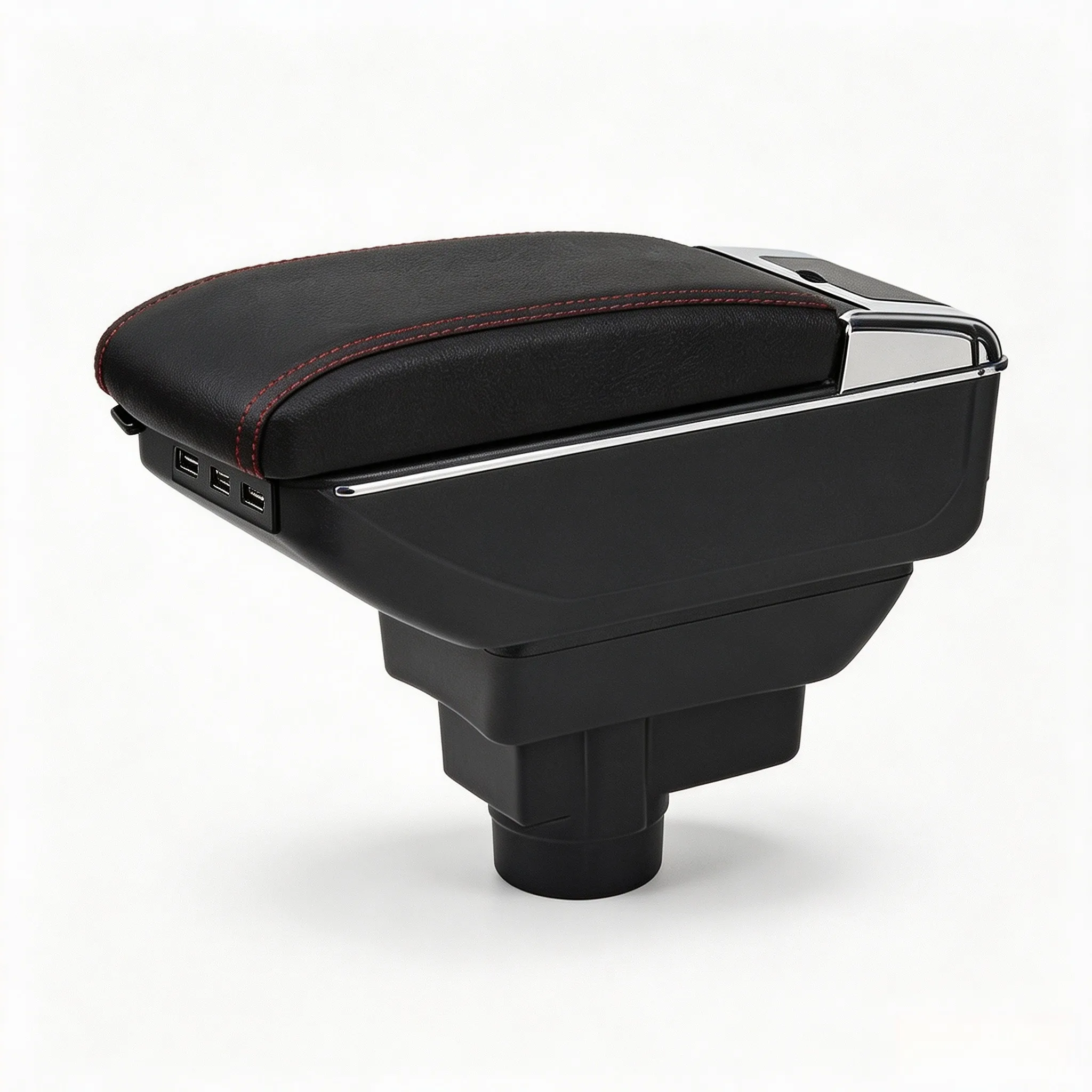 Car Armrest Box for For OPEL Corsa 2012 Center Console ABS Leather Dual Storage Magnetic Lid LED Light and 7 USB Charging Ports