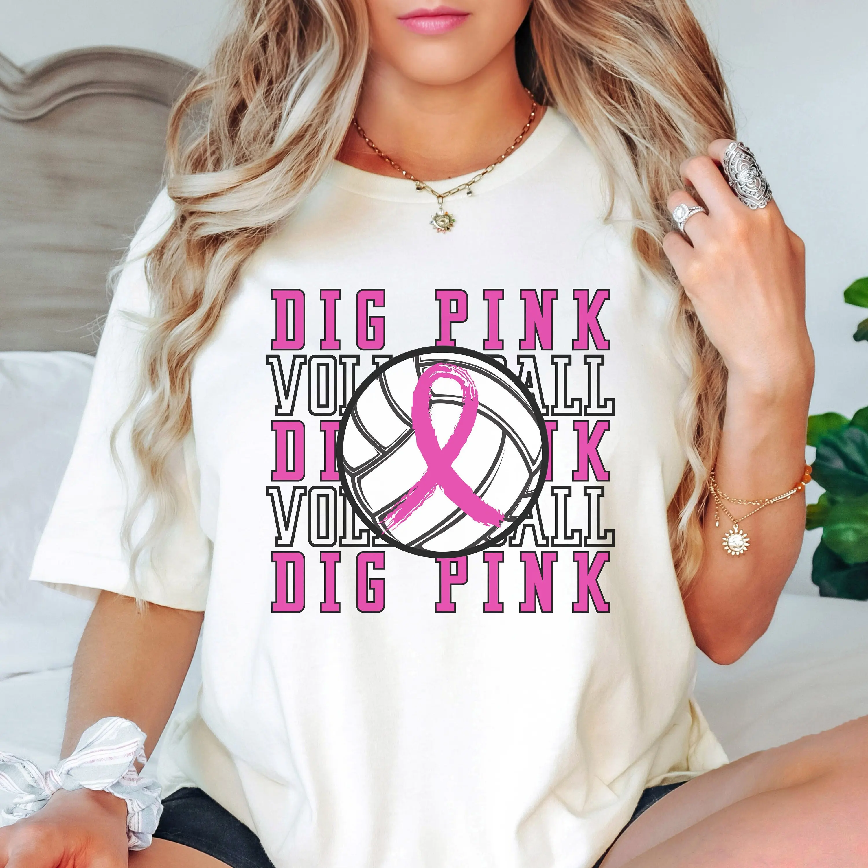 Dig Pink Volleyball T Shirt Breast Cancer Awareness Together We Fight Play For A Cure