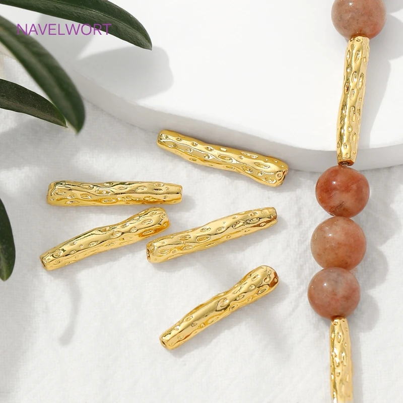 18K Gold Plated Irregular Long Strips Beads Separators,Brass Spacers Bead For Jewlery Making DIY Bracelet Making Accessories image 5