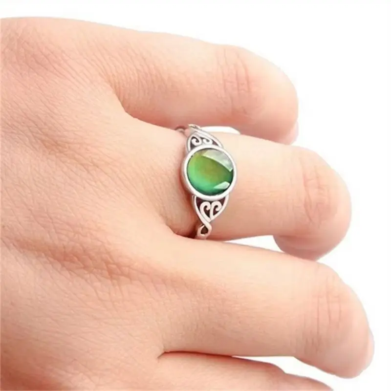 

Fashionable Creative Color Changing Warm Stone Ring Sweet Wind Design New Arrival Jewelry Accessory for Stylish Halloween Gift