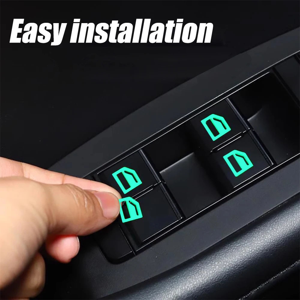 1/2pcs New Colorful Luminous Car Button Stickers Window Lift Switch Decals Car Interior Stickers Suitable for Various Models