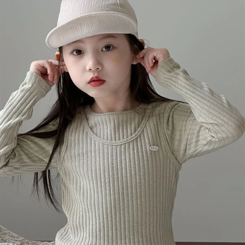 

Girls' Top 2024 Autumn New Korean Version Simple Versatile Knitted Vest Casual Comfortable