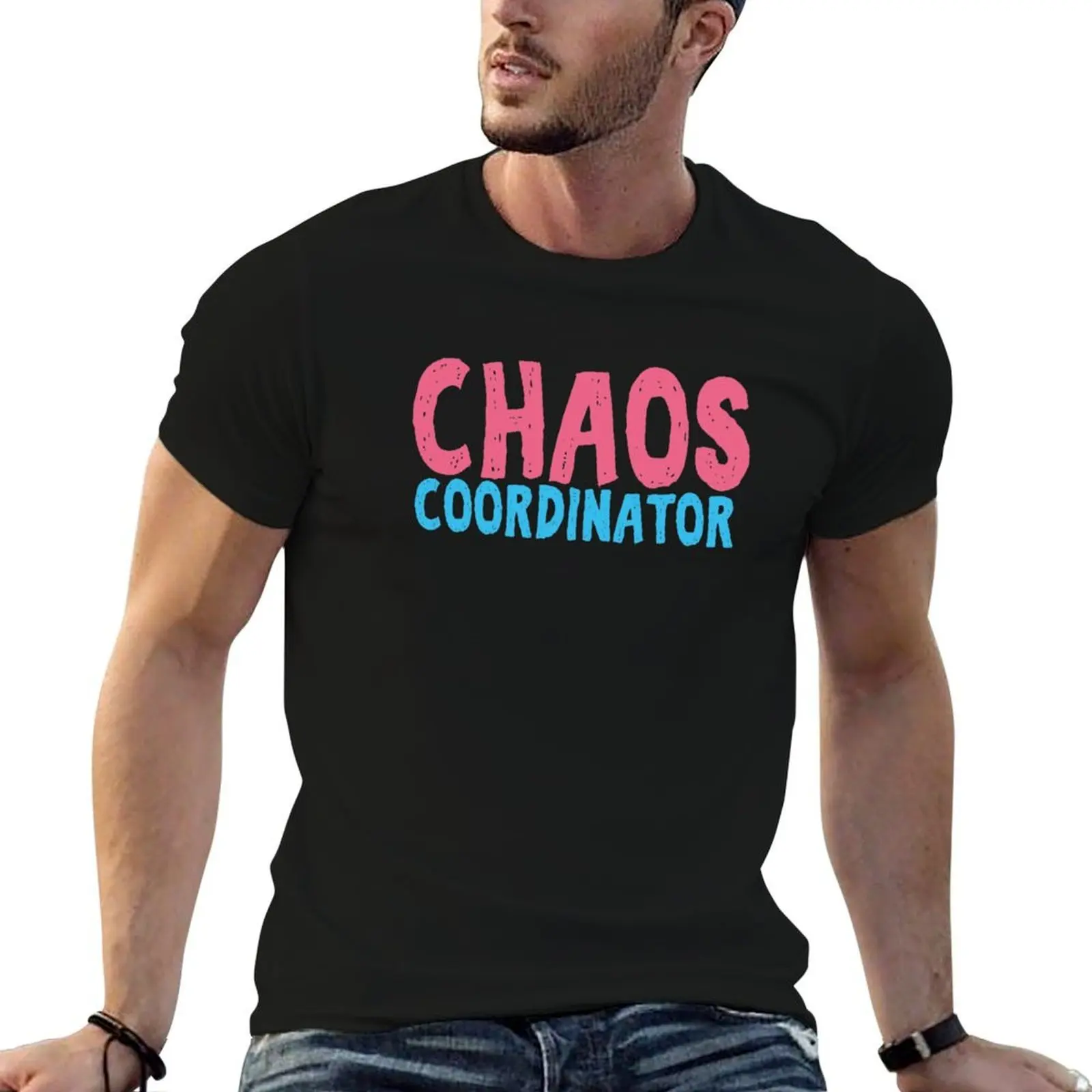 Chaos Coordinator teacher funny cute text in pink and blue colors teacher appreciation gift T-Shirt