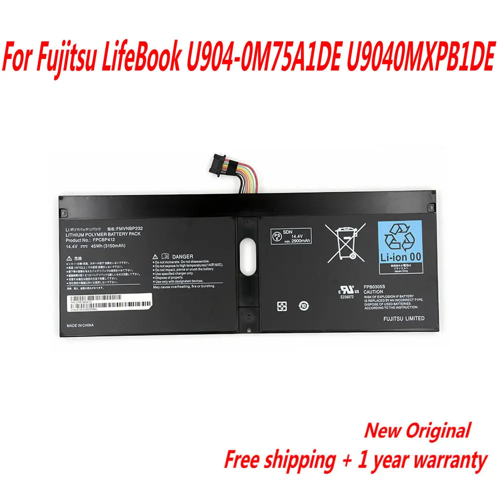 

NEW FPCBP412 FPB0305S Laptop Battery For Fujitsu LifeBook U904-0M75A1DE U9040MXPB1DE 14.4V 3150mAh 45Wh