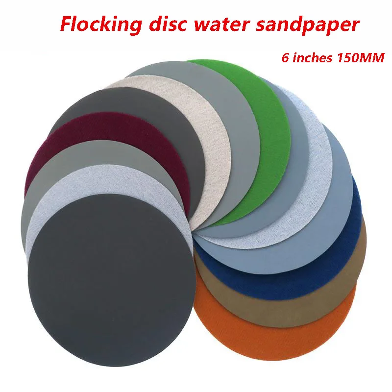 

3~50Pcs 6"150mm Sanding Discs Grit 1500-10000# Flocked Sandpaper Disc Hook&Loop Pad For Abrasive Grinding Polishing Tool Dry/Wet