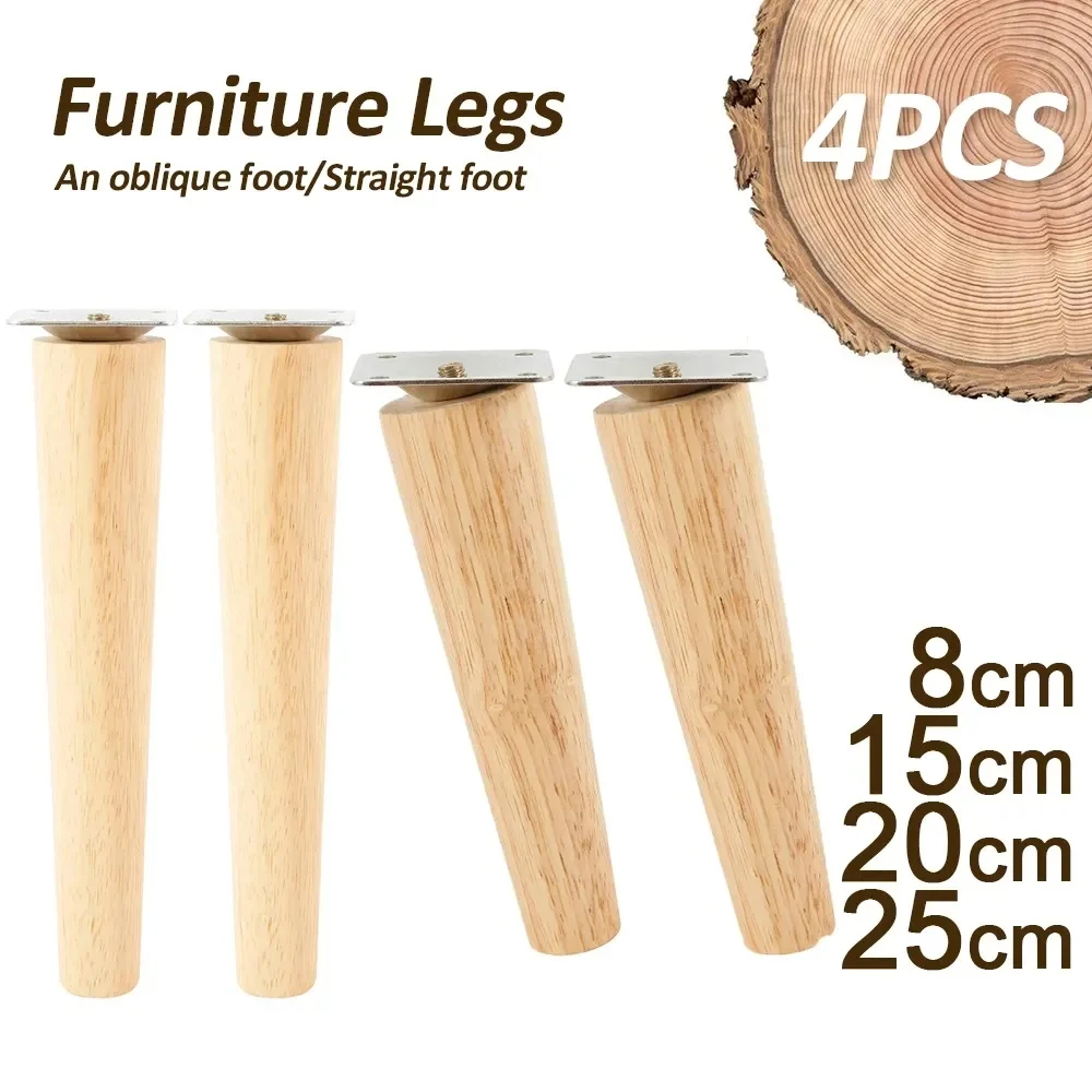 

4 Pcs Furniture Legs Wooden Solid Furniture Feet Oblique Straight Table Feet Non-slip Chair Protector for Couch Sofa Bed