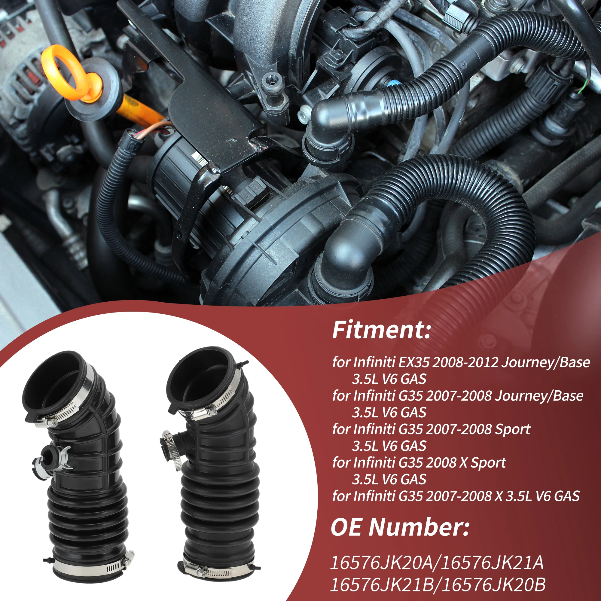 

Шланг воздухозаборника UXCELL для Infiniti EX35 3,5 л 2008-2012 No 16576-JK20A 1 пара