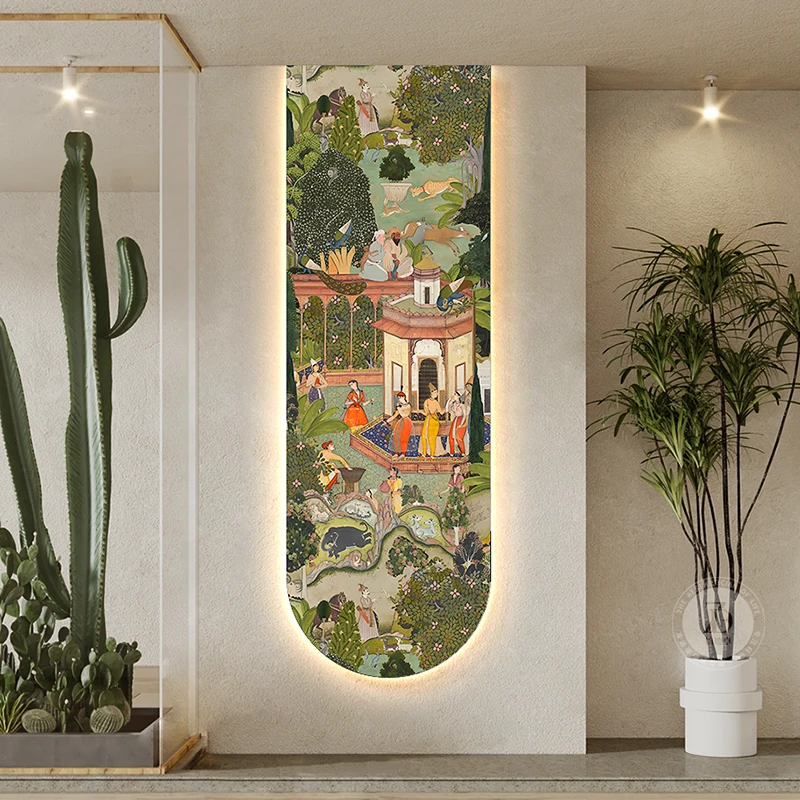 French Medieval Style Entrance Hall Decoration Painting Retro Art Corridor Corridor Hanging Painting Arched High-end LED Mural