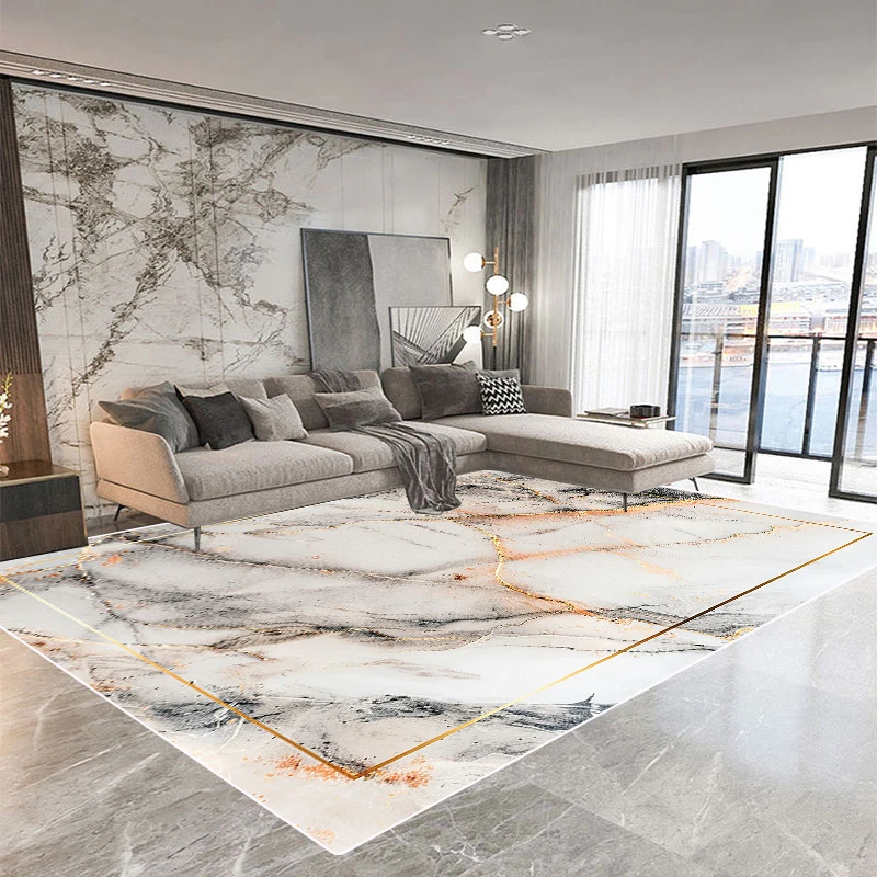 European Luxury Large Area Rug Living Room Marble Abstract Carpet Washable Bedroom Decoration Cloakroom Mats Non-slip Lounge Rug