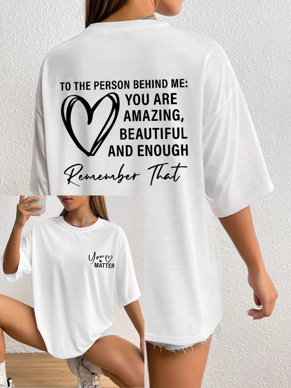 To The Person Behind Me You Are Amaeing Women Tshirts Casual Breathable Sleeve Harajuku Short Sleeve Top Casual Women's Clothing