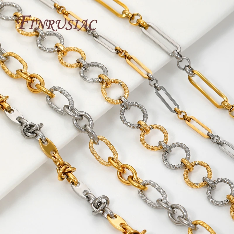 0.5-1 Meter Gold Stainless Steel Chain Chain Multi Styles O Thick Cable Curb Chains For Necklaces Bracelets DIY Jewelry Making
