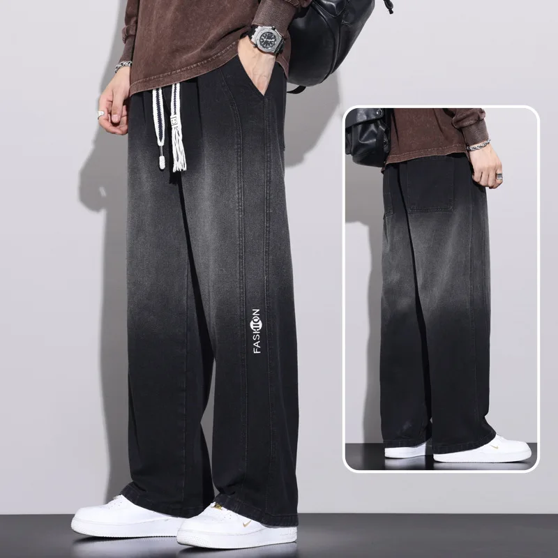 New Vintage Wide Leg Jeans Pants Men Trousers Korean Fashion Loose Casual Straight Jeans Y2k Streetwear Men Clothing