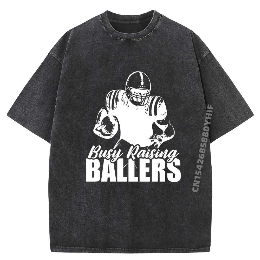 

Football Mom Busy Raising Ballers Mothers Day Funny T Shirts Mens New In Tops & Tees Graphic T-shirts Casual Washed Shirt