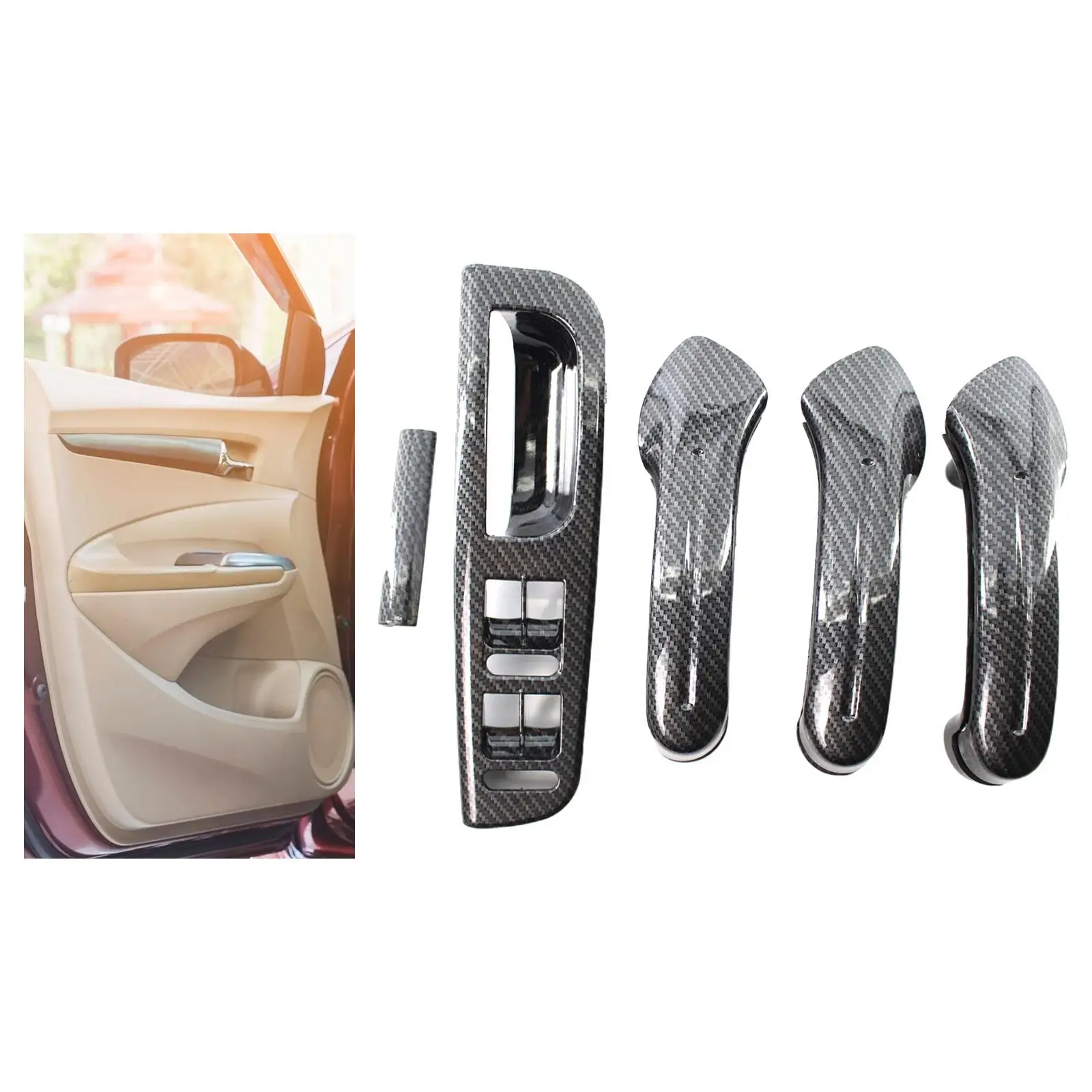 Door Pull Grab Handle Set 1J0867172A Easy to Install Replace Switch Panel Trim Cover 3B1867171 E 1J4867179 A for MK4