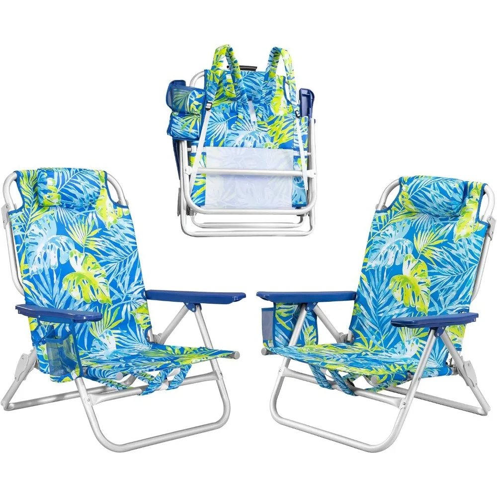 

Backpack Beach Chairs for Adults - Folding Heavy Duty Camping Chair with Storage Pouch, Cup Holder & Towel Rack, Lightweight & A
