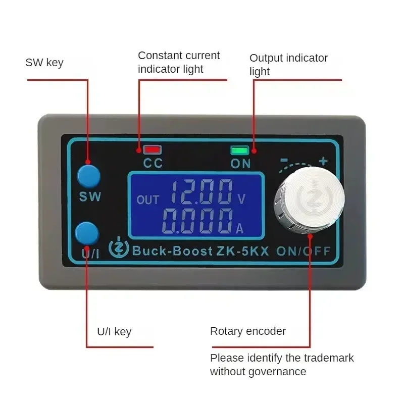 ZK-5KX DC DC Buck Boost Converter CC CV 0.6-36V 5A 5V 6V 12V 24V 80W Power Module Adjustable Regulated laboratory power supply