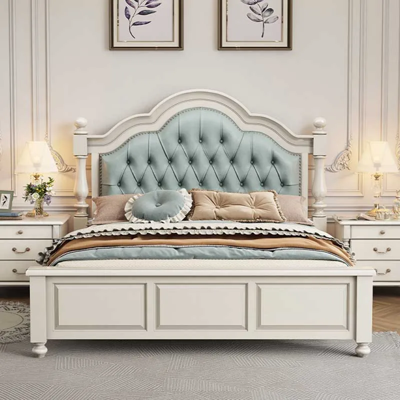 

High End Villa Double Bed Designer Modern Whitr Full Size Twin Bed Frame Platform Safe Castle Cama De Casal Nordic Furniture