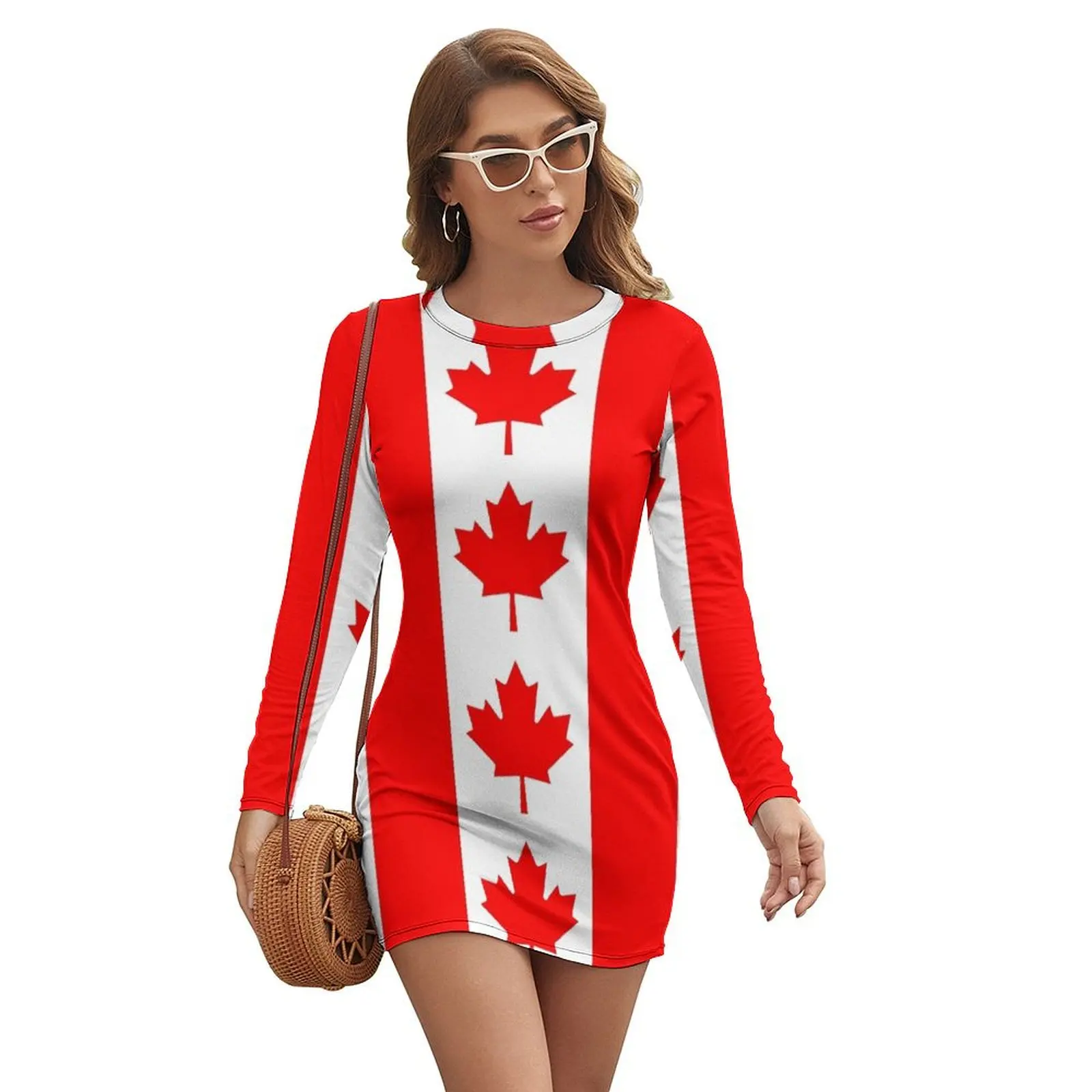 

Canadian Flag Long-sleeved Dress chic and elegant evening dress evening dresses women dresses ladies 2024 summer