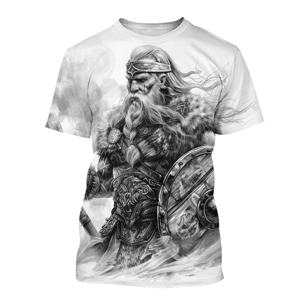 New Men\'s Black and White Line Tattoo Pattern 3d Short-sleeved T-shirt Tops Street Hip-hop Harajuku Cool T-shirt