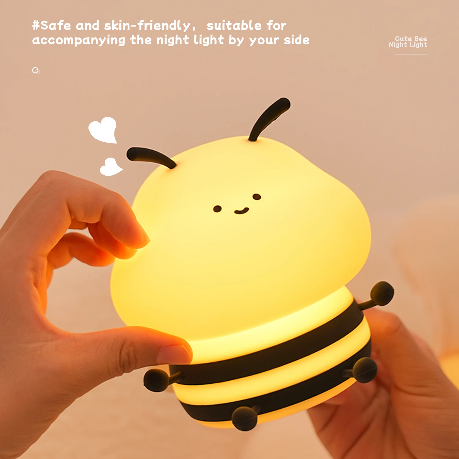 Lessdot Bee Night Light Cute Silicone Night Light Desktop Decorative Lamp Indoor RGB Magic Color Atmosphere Lamp Children\'s Gift