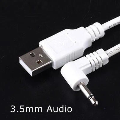 White USB Jack Aux 2.5mm 3.5mm Mono Audio cable USB 3.5 mm 4 Pole 3.5 USB 2.0 to DC3.5mm 90 Degree 2A charging power cable 3FT