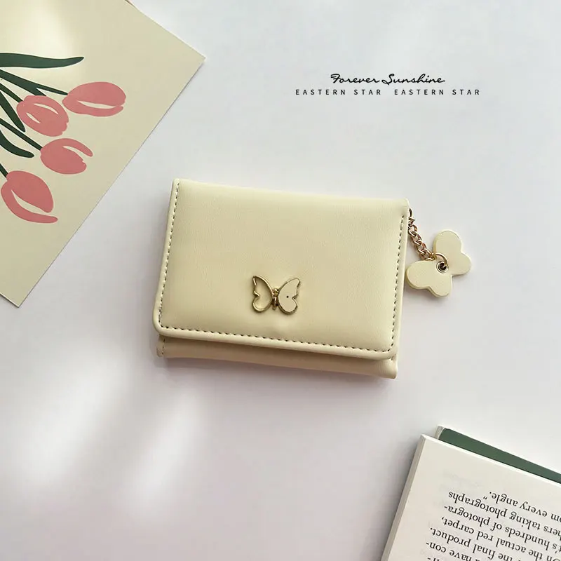 Women's Short Wallet 2024 New Small Fresh Bow Student Change Bag Card Bag Cute Wallet Small Leather Wallet