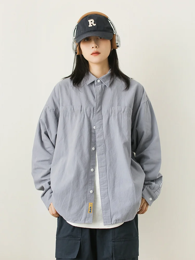 

Женская хлопковая рубашка Mandu 2025: новая коллекция весна-осень, свободный крой, длинный рукав, простой уличный стиль, повседневная мода