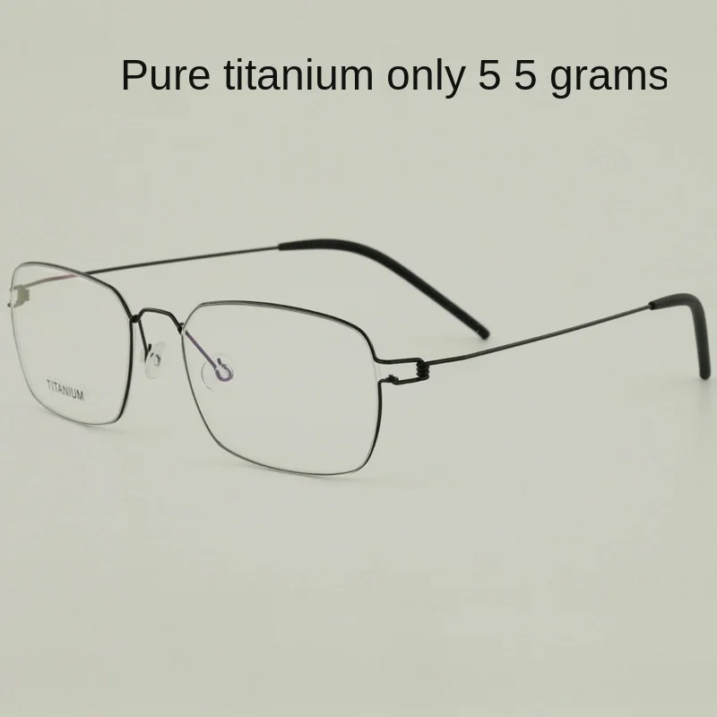 Screwless pure titanium ultra-light frame myopia glasses frame men screwless square glasses frame women optical glasses