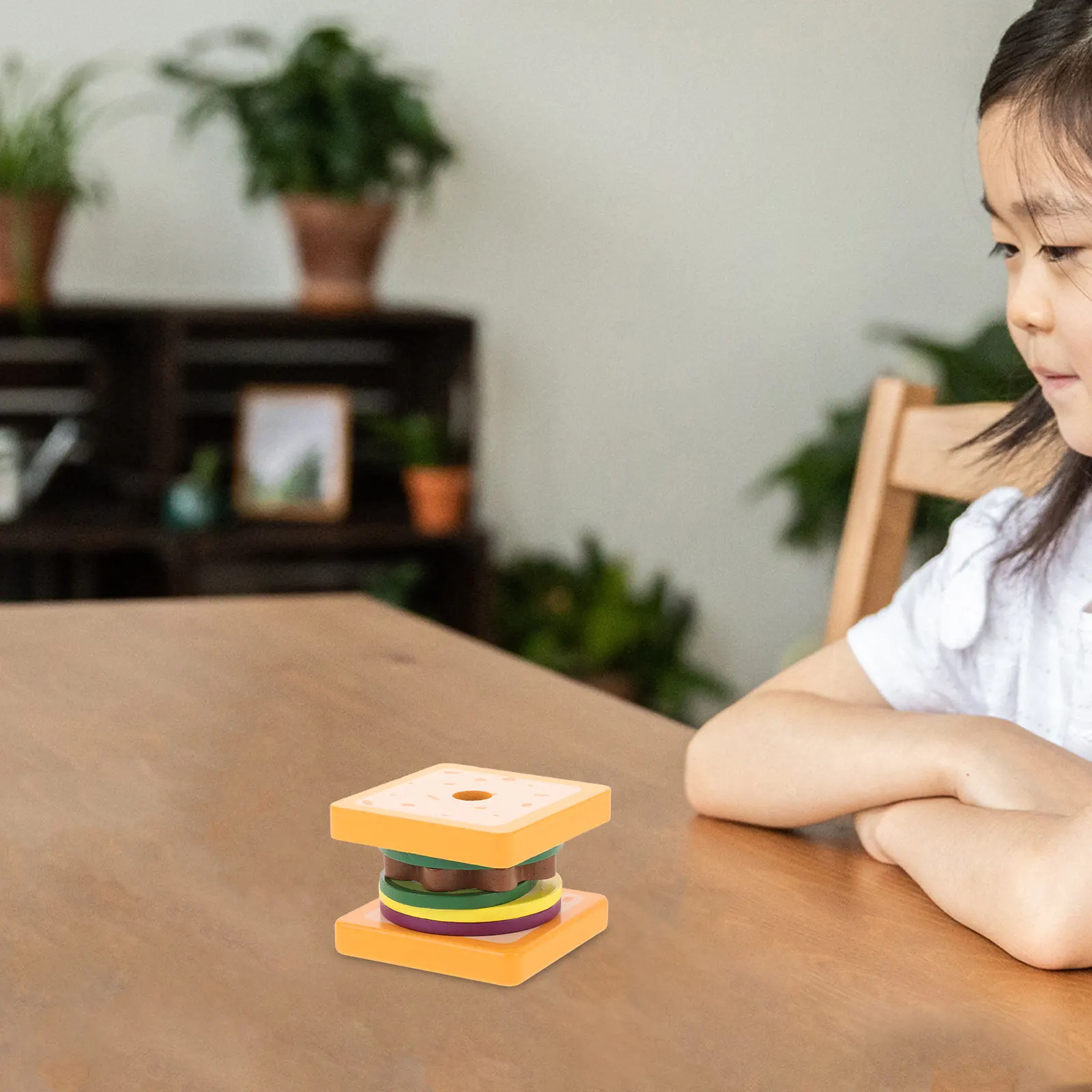 Kids Kitchen Playset Sandwich Sorting Stacking Wooden Food Cooking Pretend Play Fine Motor Skill Development Educational Food