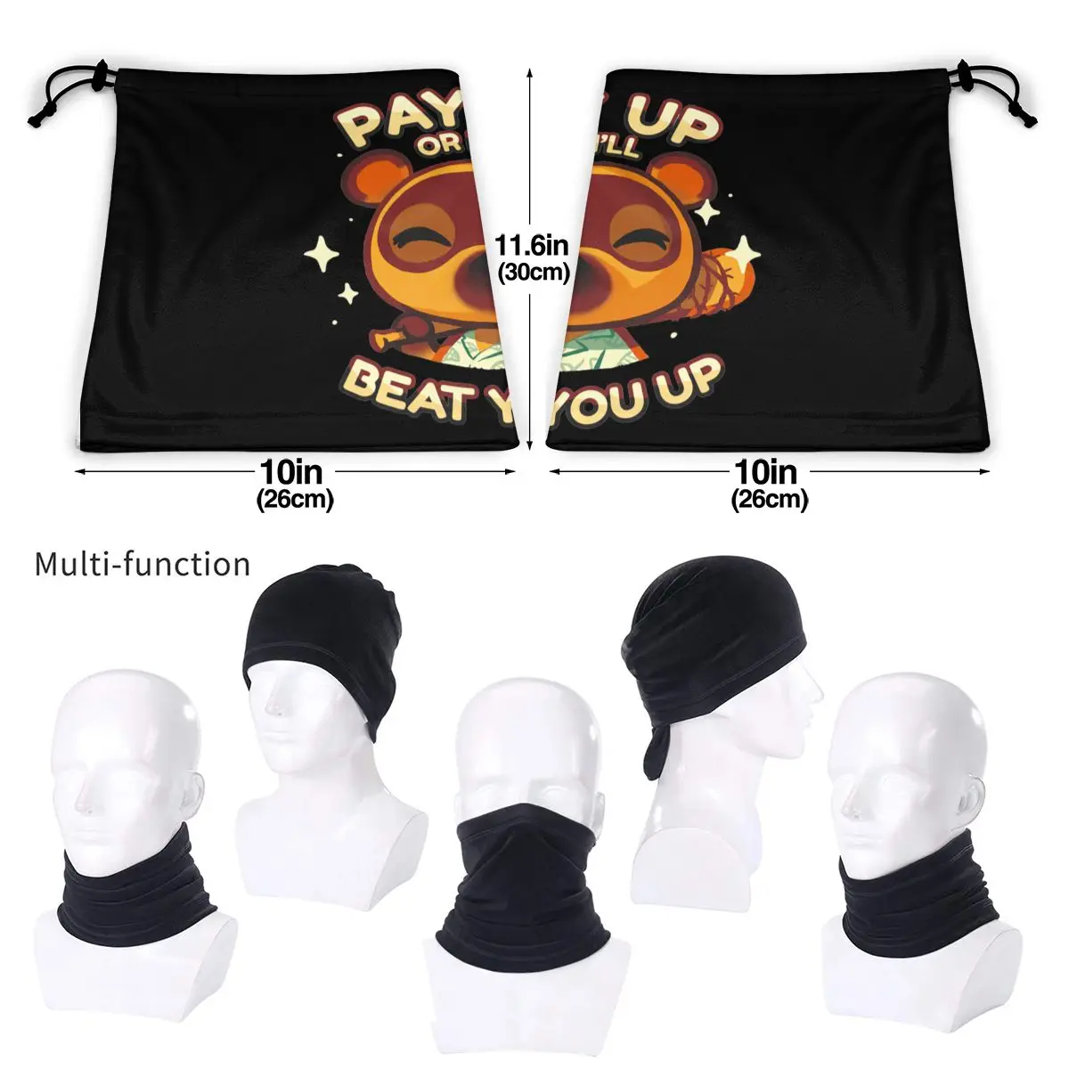 Pay Up I'Ll Beat You Up Tom Nook Animal Crossing Microfiber Neck Gaiter Bandana Scarf Unisex Half Mask Summer Fishing