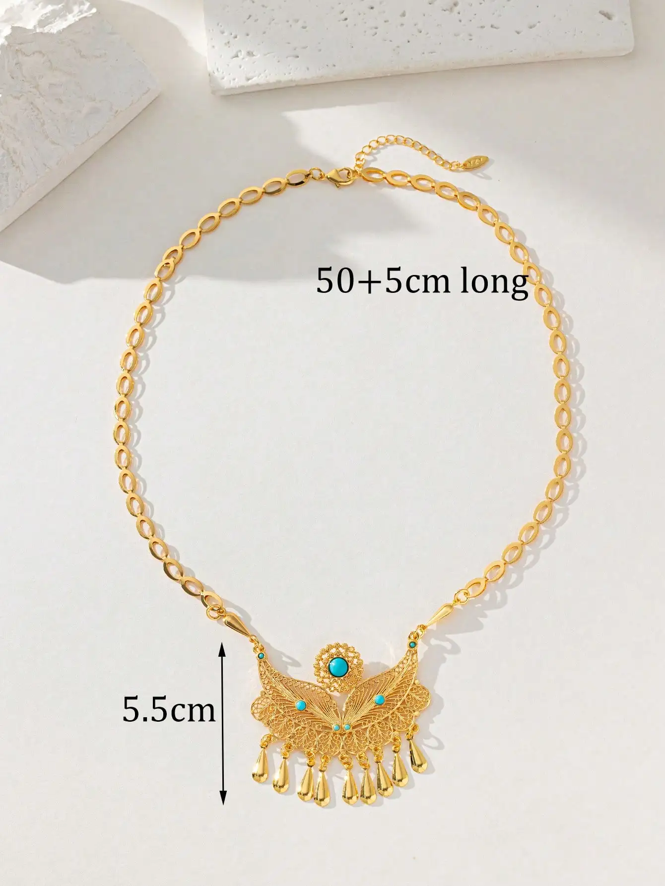 1PC copper gold-plated pendant necklace Muslim Middle Eastern ladies classic water drop necklace Arabic wedding bridal jewelry