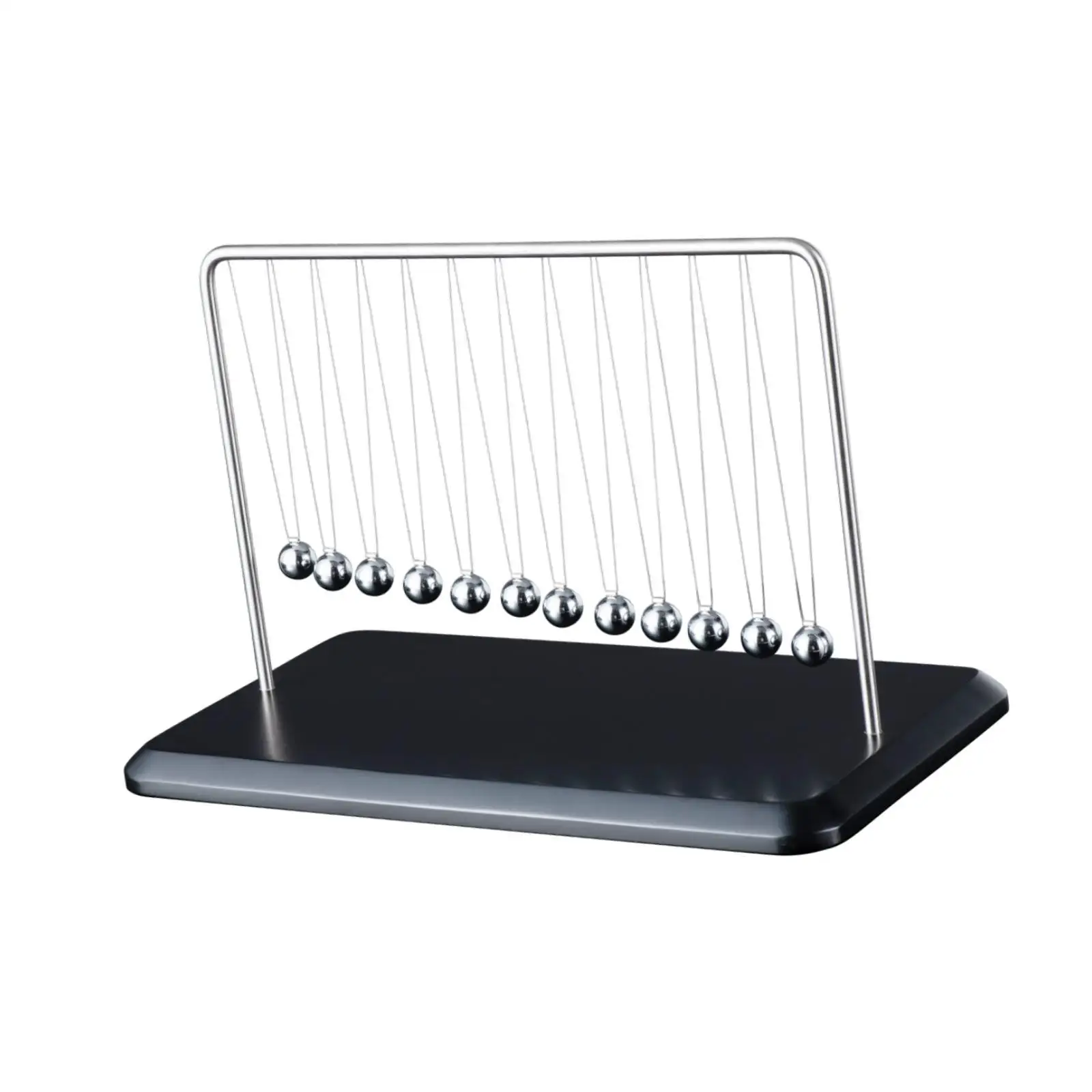 Black Silver Newton Cradle Pendulum Balls Desktop Physics Toy Metal Base for Office Relaxation and Education