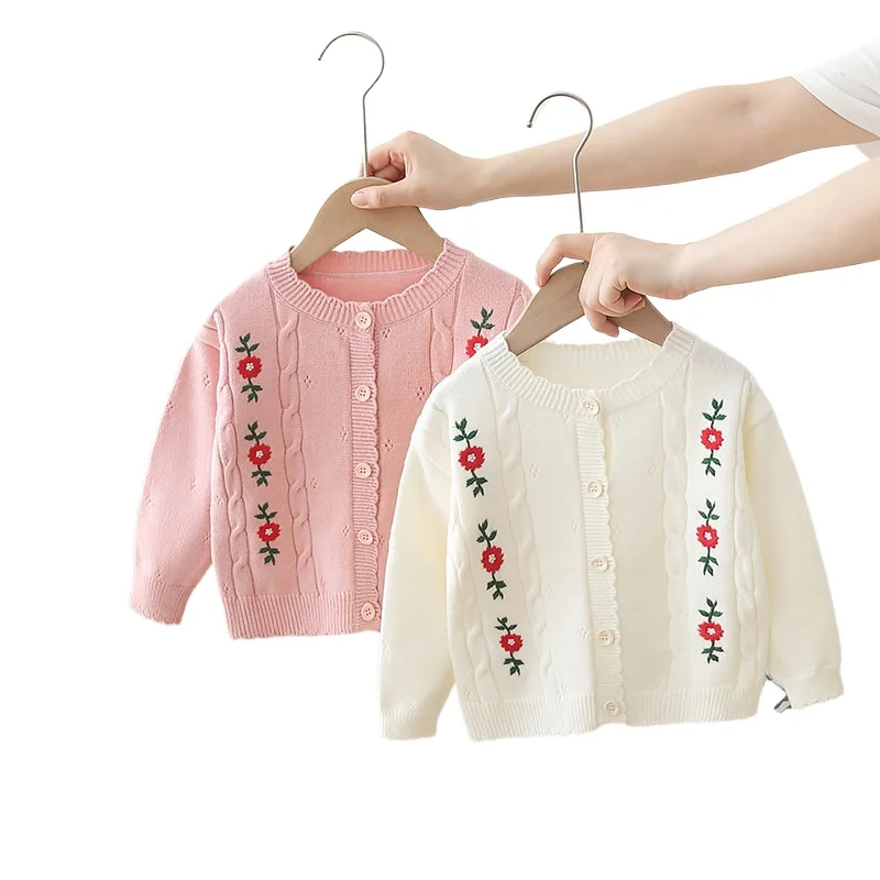 

Flowers Girls Sweaters Kids Cardigans Pullover Fall Winter Cardigans Childen's Clothes